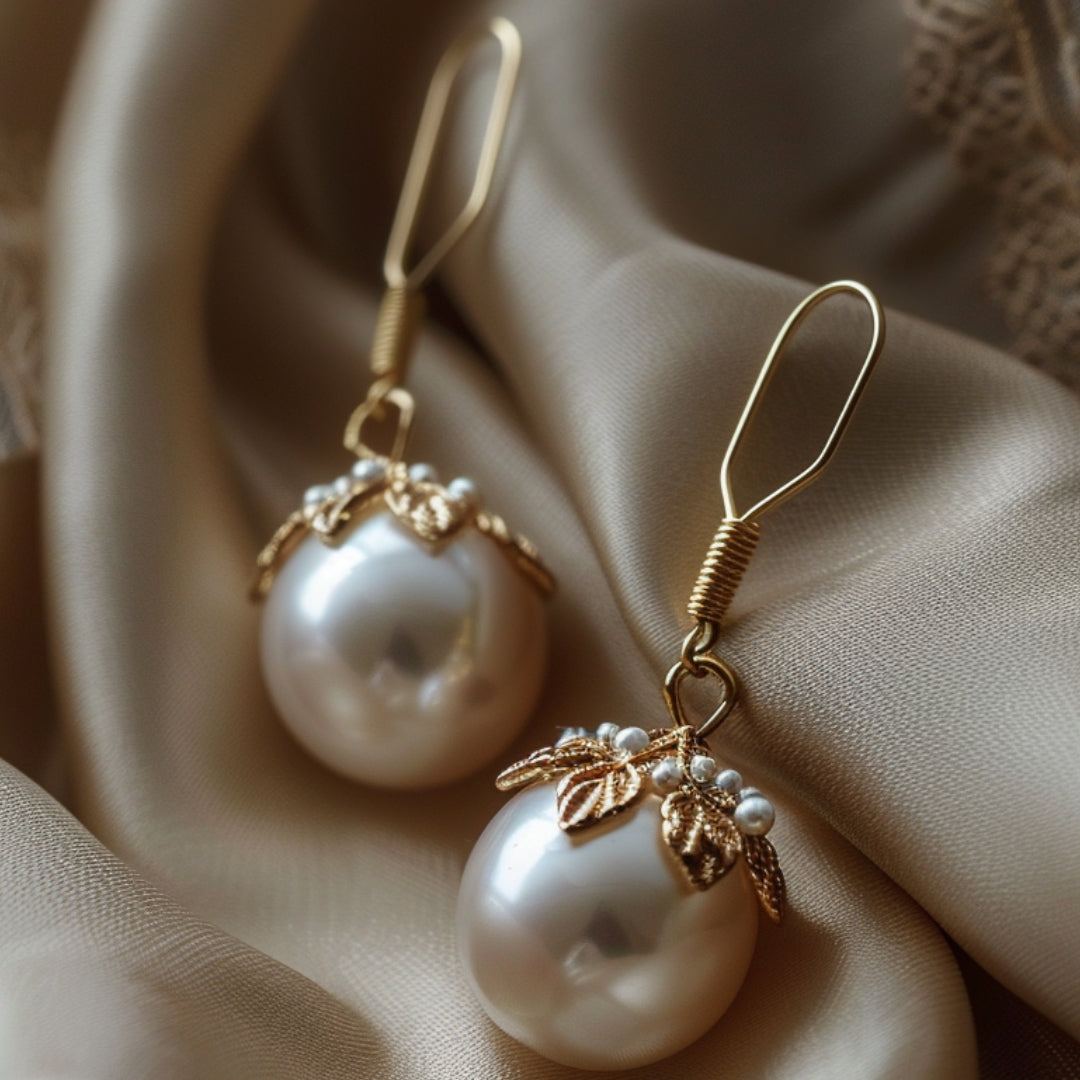 Dangling Pearl Gold Earrings