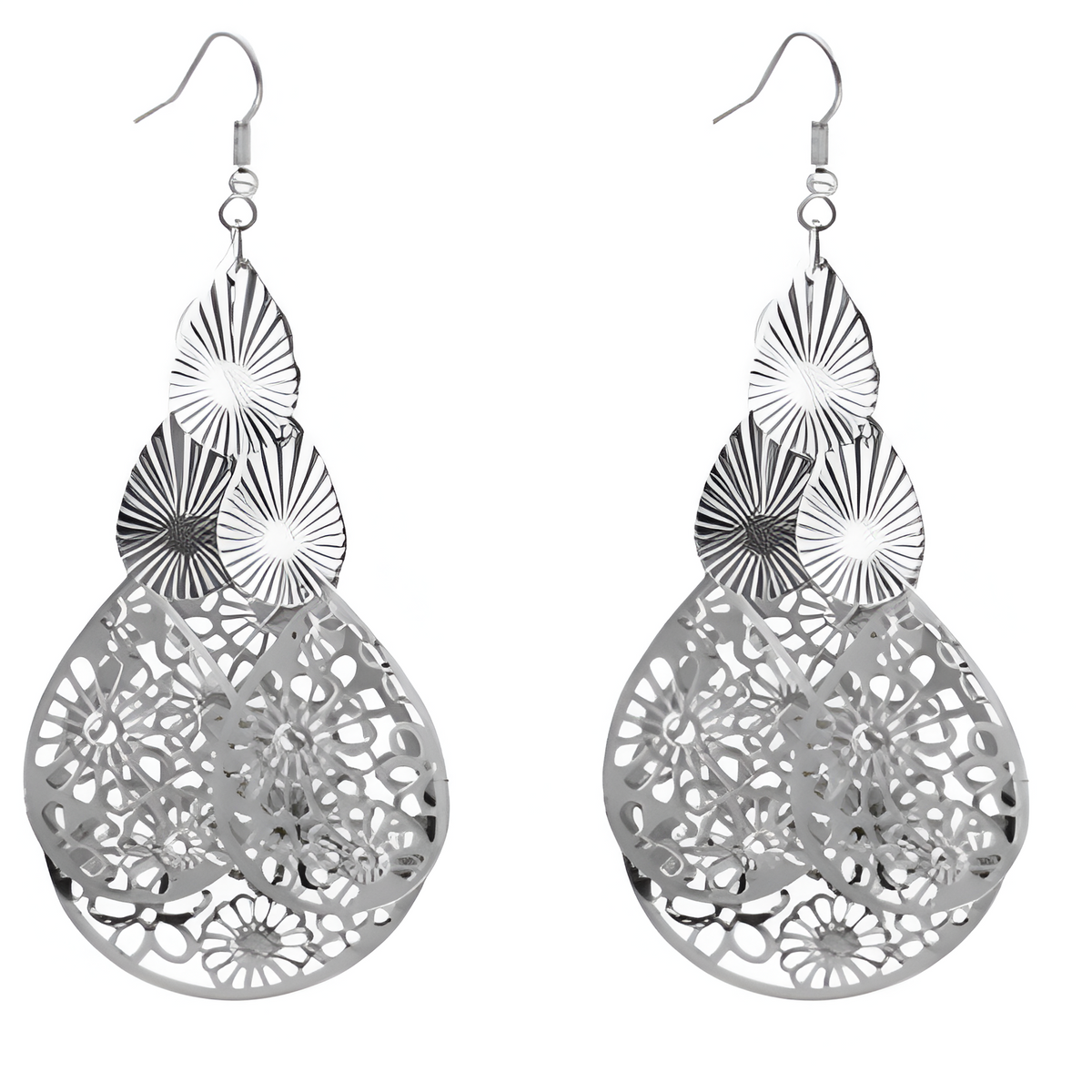 Silver Filigree Chandelier Earrings