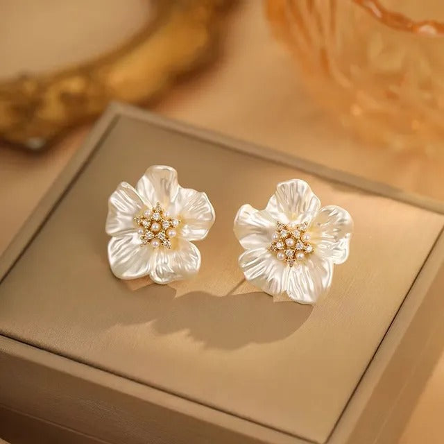 White Blossom Earrings