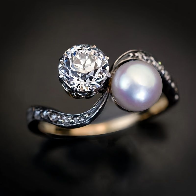 Vintage Pearl & Zirconia Ring