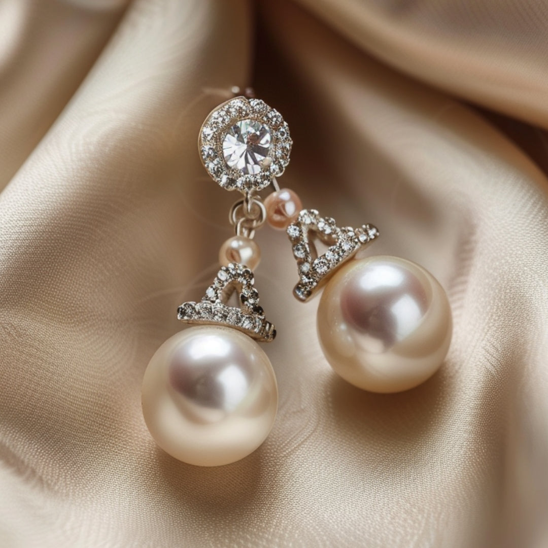 White Glass Pearl Earrings