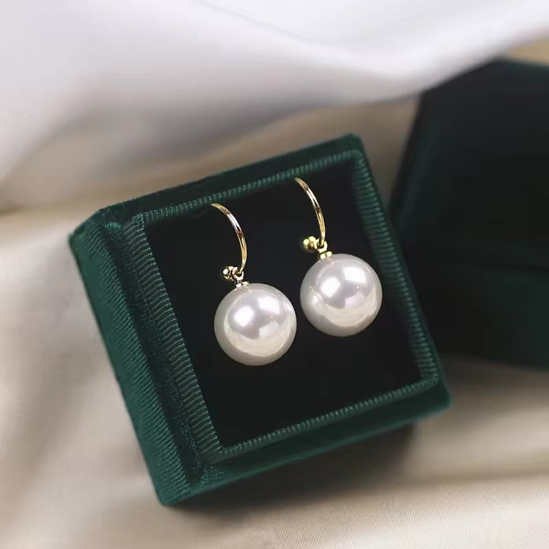 Dark Green Pearl Earrings